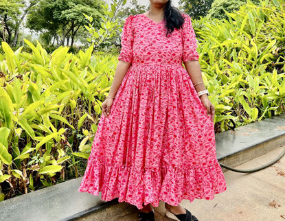 Picture of Muslin silk floral longfrock