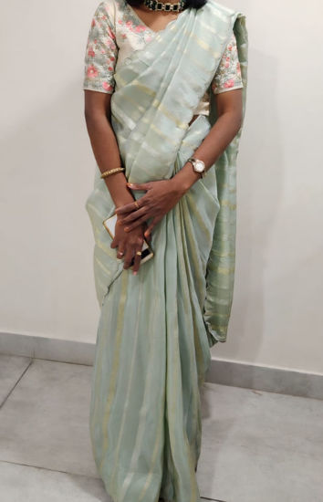 Picture of Party wear saree with readymade blouse