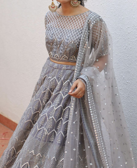 Picture of Grey Mirror Work Lehenga