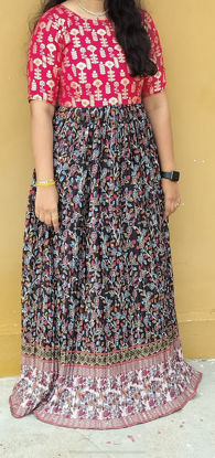 Picture of Pink and Black Pleated Long Frock
