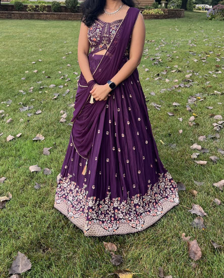 Picture of Purple Embroidered Lehanga Set