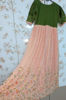 Picture of Peach and mehendi green work long frock