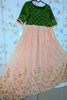 Picture of Peach and mehendi green work long frock