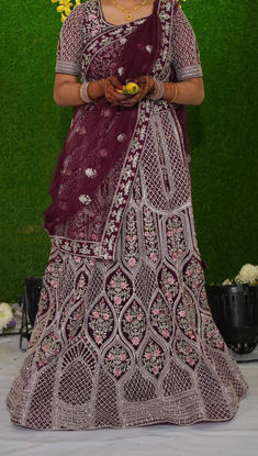 Picture of Wine Embroidered Lehenga