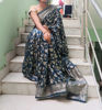 Picture of Blue Banaras saree without blouse