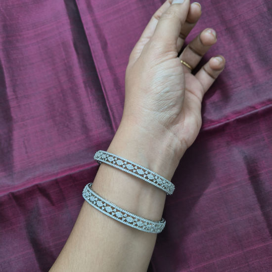 Picture of Elegant Silver coated diamond look alike Bangles