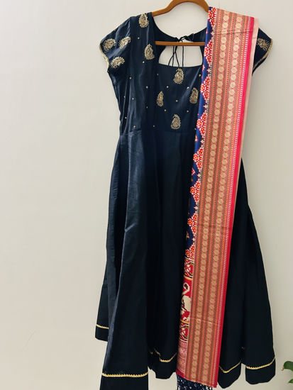 Picture of Black hand work Anarkali with Patola duppata
