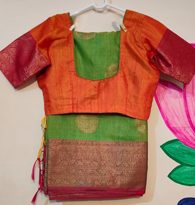 Picture of Beautiful green with orange saree