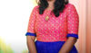 Picture of Organza Checks Blue & pink combination Frock