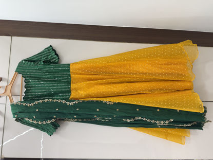 Picture of Yellow and Green Party wear dress