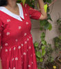 Picture of Red Khadi Cotton Frock with Peter pan collar