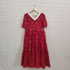 Picture of Red Khadi Cotton Frock with Peter pan collar
