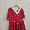 Picture of Red Khadi Cotton Frock with Peter pan collar