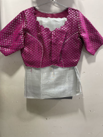 Picture of Silver tissue saree with stiched blouse