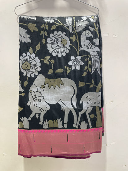 Picture of Black and pink combination saree (only saree)