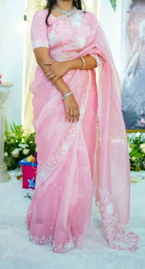 Picture of Baby Pink Organza Saree