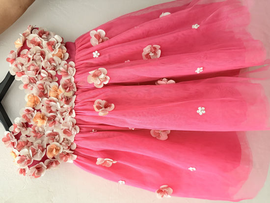 Picture of Pink net floral frock For 1-2Y