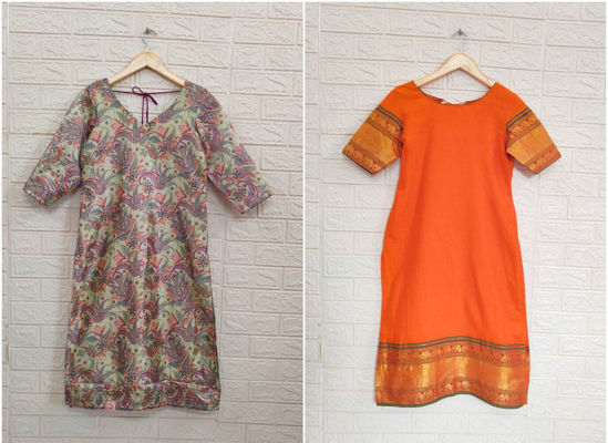 Picture of Combo of Narayanpet Kurta & Floral Kurta