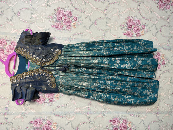 Picture of Most trending tissue Frock along with maggam work over coat For 2-4Y