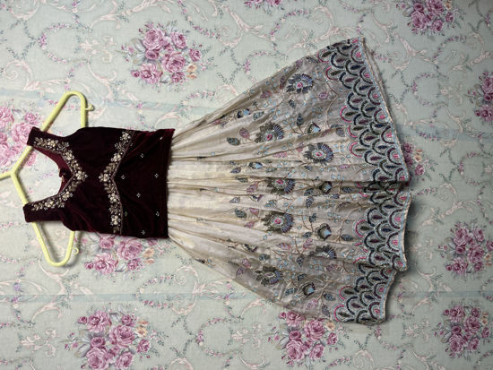 Picture of Cosmos silk Daman work lehanga along with maggam work blouse For 2-4Y