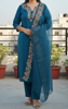 Picture of Navy Blue Kurta Set with Bottoms & Dupatta