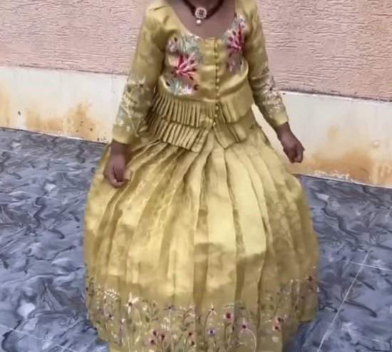 Picture of Golden yellow designer lehanga with embroidery work For 2-4Y