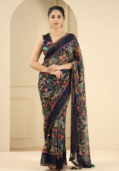 Picture of Blue floral saree from baise gaba