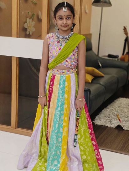Picture of Multi colour Banarasi lehenga For 9-11Y