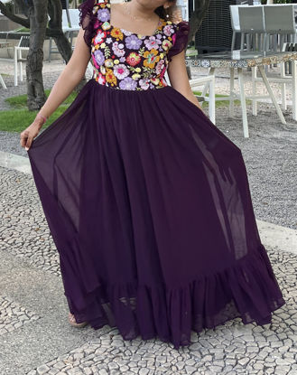 Picture of Purple long frock with frills