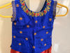 Picture of Pink Ikkat lehenga with blue maggam work blouse For 3-4Y