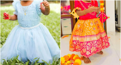 Picture of Party wear and traditional wear combo Frocks for 1-2Y
