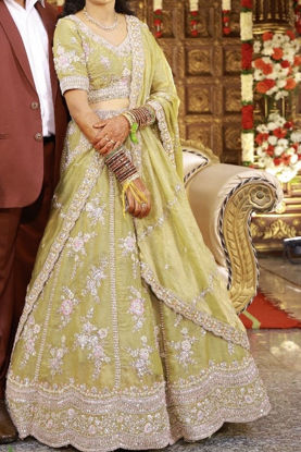 Picture of Mebaz Pastel olive green Reception Lehenga