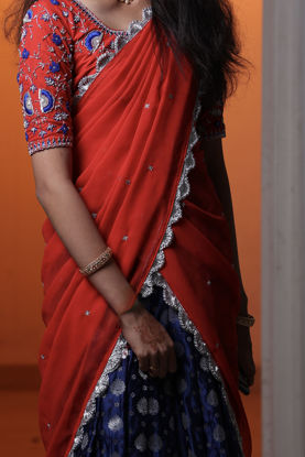 Picture of Banaras Half saree with maggam Blouse
