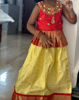 Picture of Ivory pattu lehenga with pleated maggam work red blouse For 4-6Y