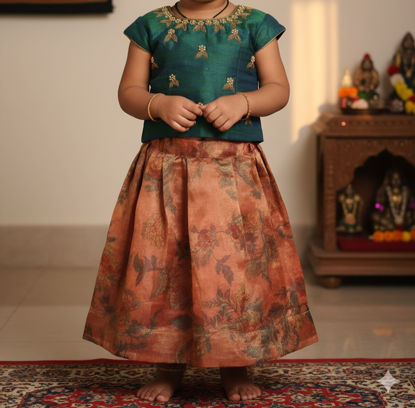 Picture of Banarasi tissue crop top skirt For 2-4Y