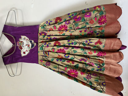Picture of Paithani Frock with ganesha motif work For 2-4Y