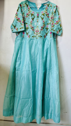 Picture of Tanish Brand Sky blue long dress with thread embroidery