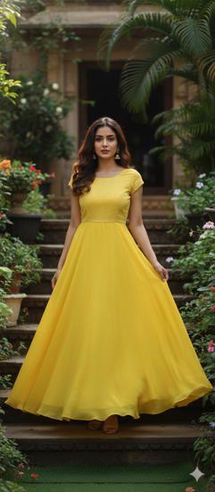 Picture of Yellow Georgette Long Frock