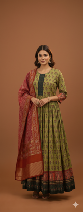 Picture of Cotton Long frock with Dupatta