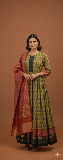 Picture of Cotton Long frock with Dupatta