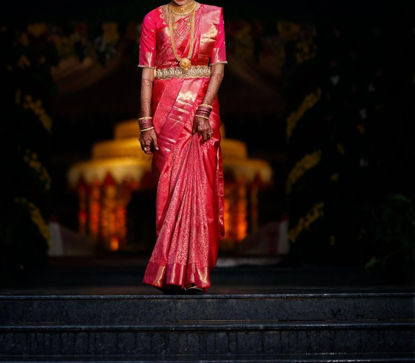 Picture of Pink pure silk saree without blouse