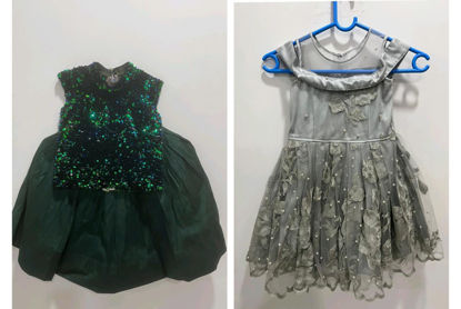 Picture of Party wear crop top & ash colour frock For 2-4Y
