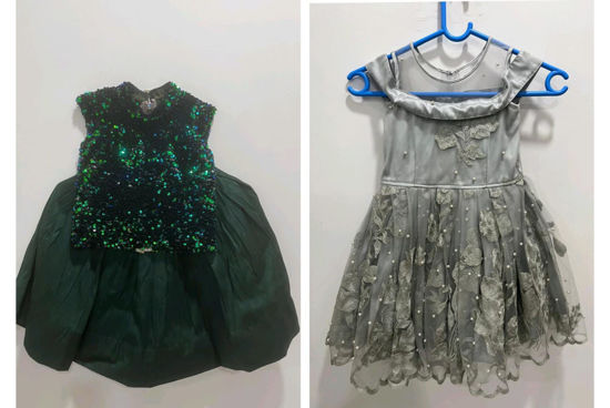 Picture of Party wear crop top & ash colour frock For 2-4Y