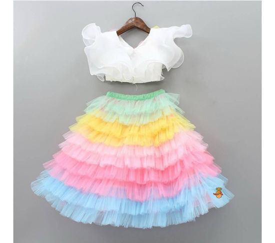 Picture of Multicolour colours trendy ruffel crop top For 2-4Y