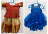 Picture of Orange traditional lehenga and blue ruffel frock For 2-4Y