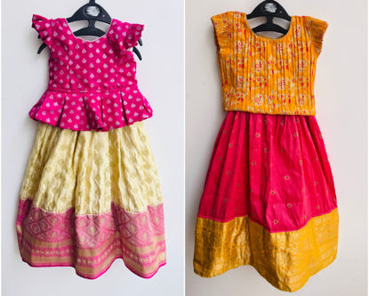 Picture of Combo of 2 ethinic pattu lehangas For 1-2Y