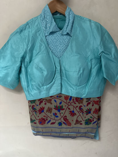 Picture of Georgette Chikankari with semi Paithani border