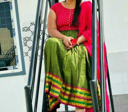 Picture of Green and pink Long frock