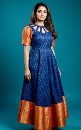 Picture of Beautiful Ikkat dress with zari border