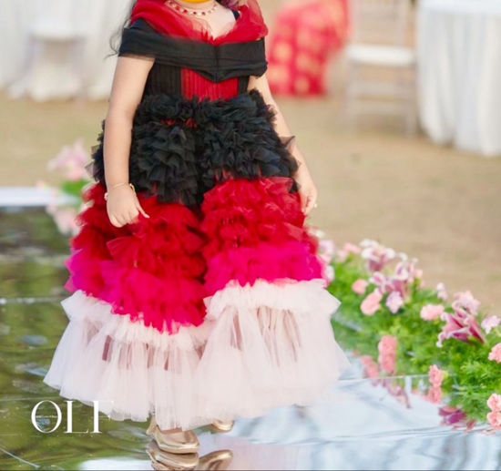 Picture of Beautiful multicolor ruffles party wear dress For 4-6Y